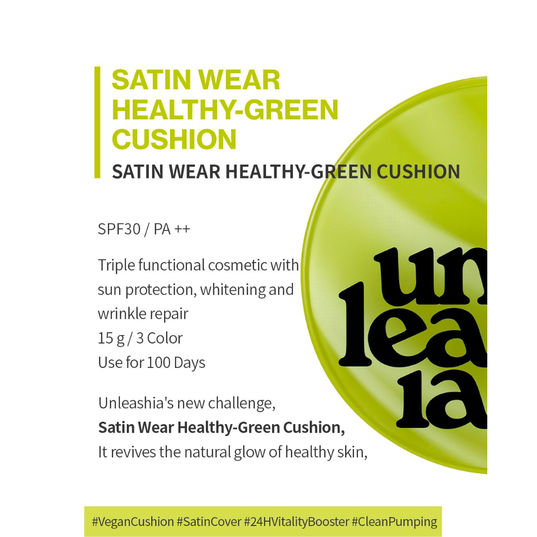 [UNLEASHIA] Satin Wear Healthy-Green Cushion -Refill
