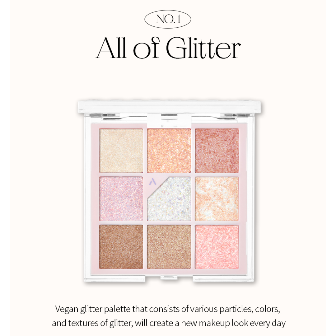 UNLEASHIA Glitterpedia Eye Shadow Palette|Point Makeup Vegan|Korean  Cosmetics|Daily|matte|glitter|shimmer|pearl|daily|party|sparkling… (NO.1  All of